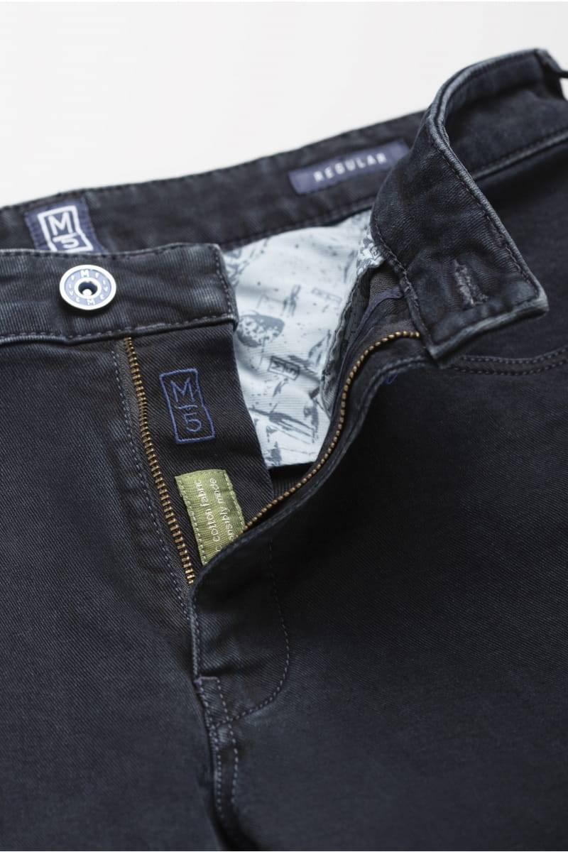Meyer Jeans blu stone washed regular fit denim stretch bio m5 Vendita