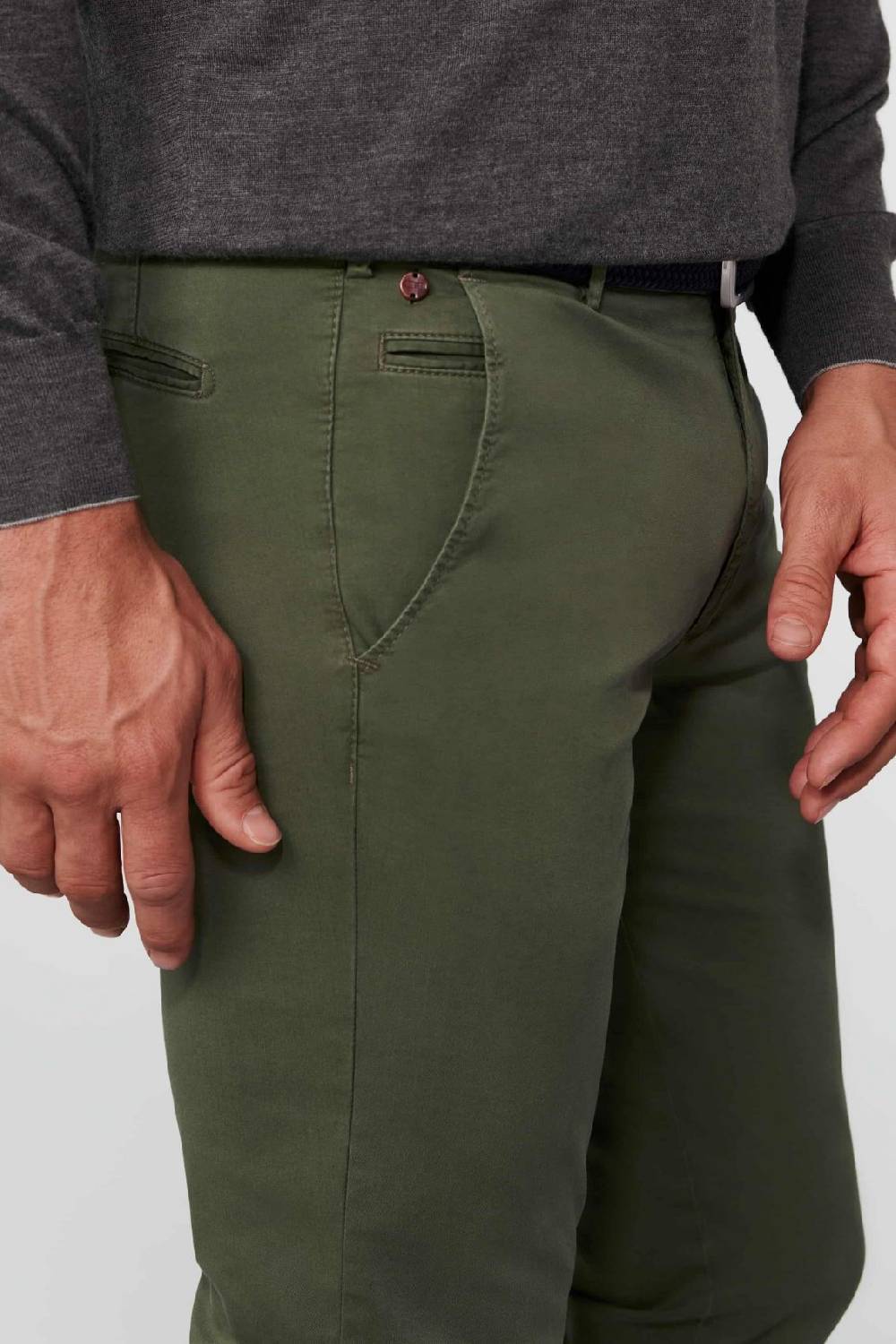 Meyer Pantalone verde oliva meyer cotone bio stretch modern fit Economico