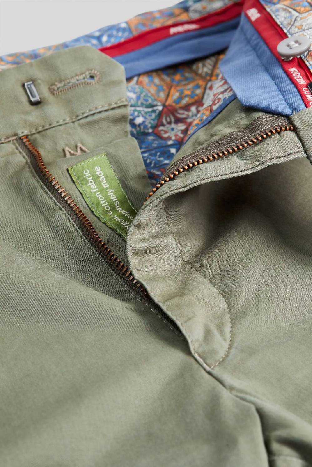 Meyer Pantalone verde oliva meyer cotone bio stretch modern fit Economico