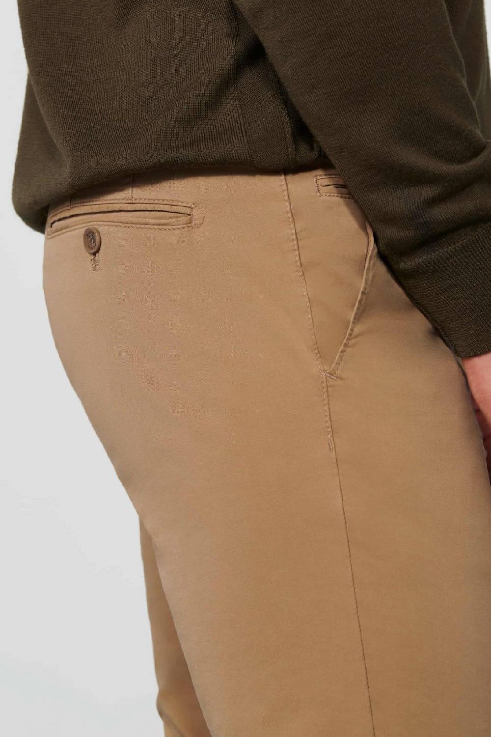 Meyer Pantalone color cammello meyer cotone bio stretch modern fit In Vendita