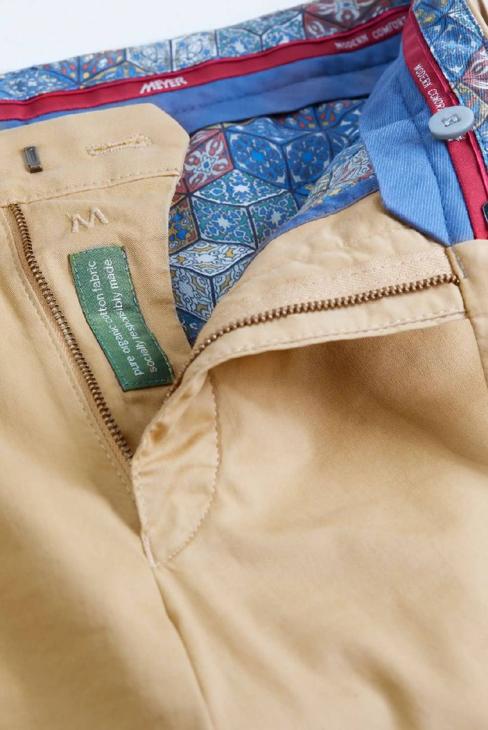 Meyer Pantalone color cammello meyer cotone bio stretch modern fit In Vendita
