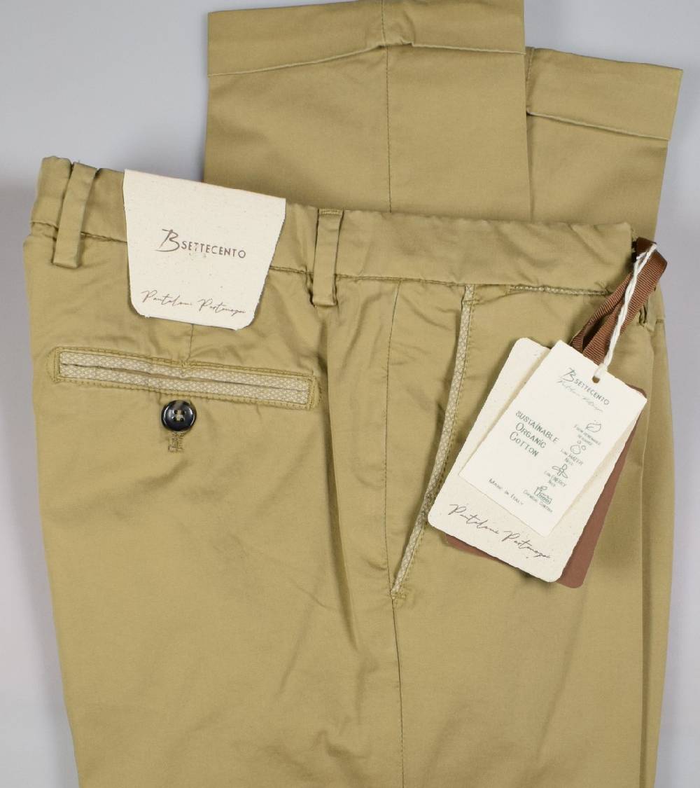 B Settecento Pantalone senape b700 in cotone raso stretch slim fit Hotsell