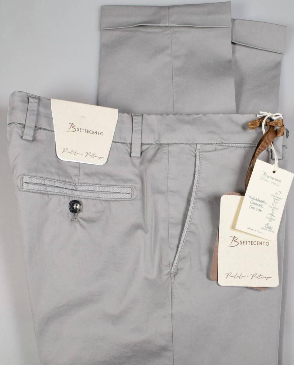 B Settecento Pantalone grigio chiaro b700 in cotone raso stretch slim fit Vendita Calda