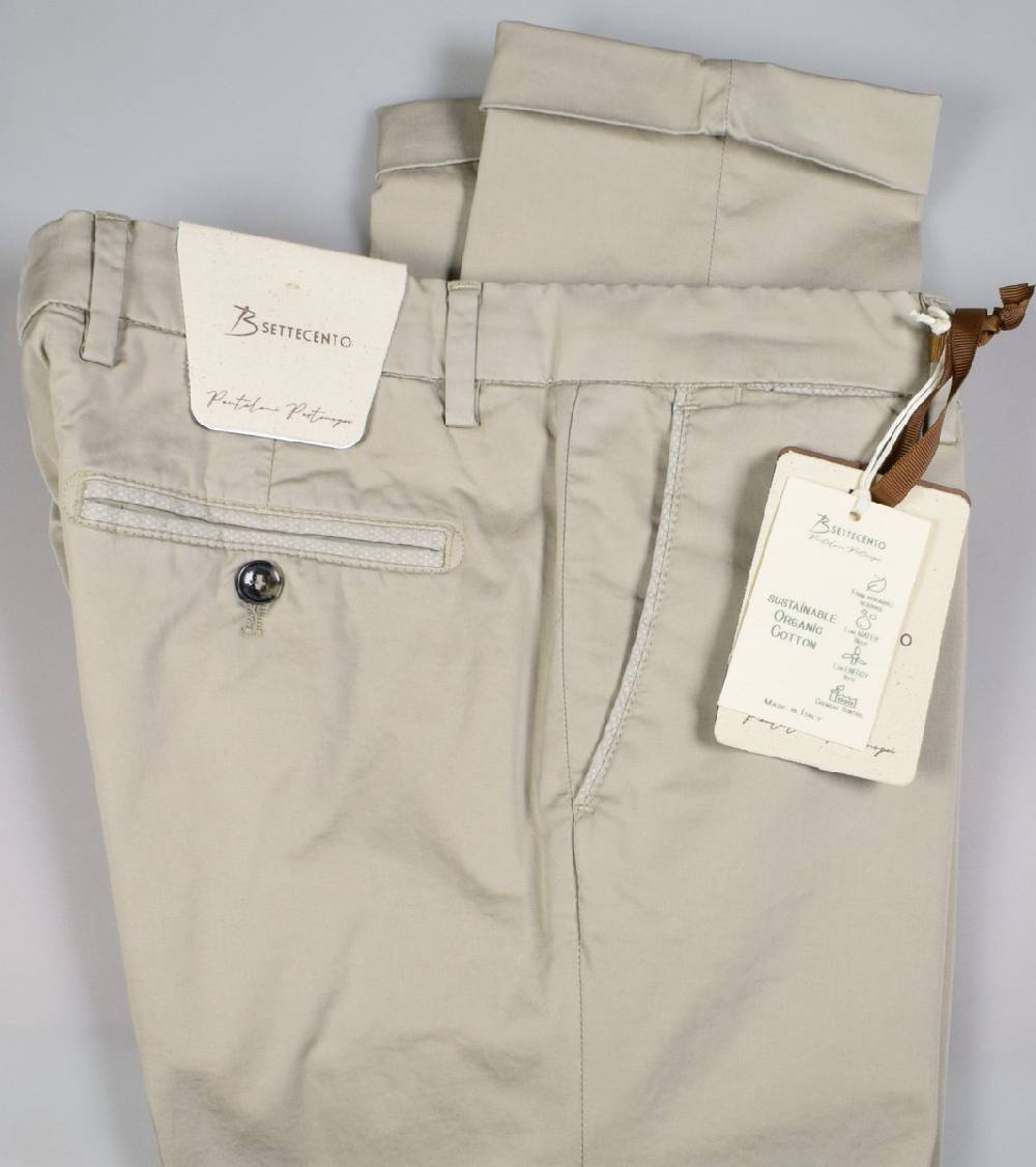 B Settecento Pantalone beige b700 in cotone raso stretch slim fit I Più Venduti