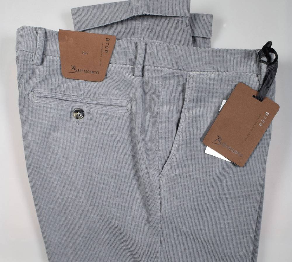 B Settecento Pantalone grigio chiaro bsettecento in velluto stretch armaturato slim fit Negozio