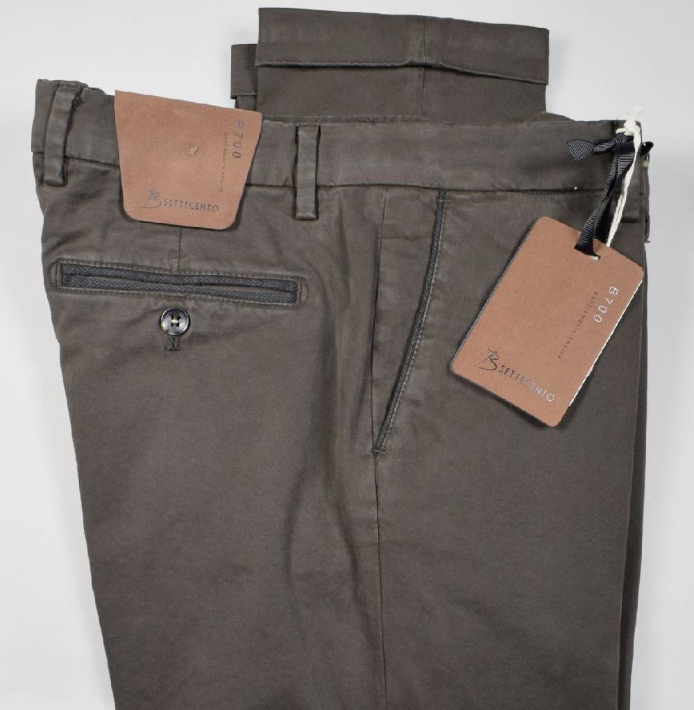 B Settecento Pantalone marrone bsettecento in cotone raso stretch slim fit In Saldo