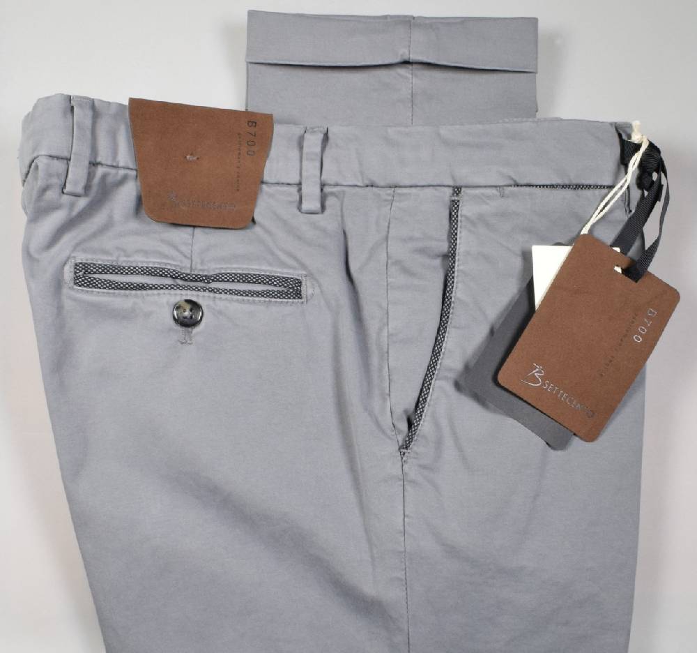 B Settecento Pantalone grigio chiaro bsettecento in cotone raso stretch slim fit Nuova
