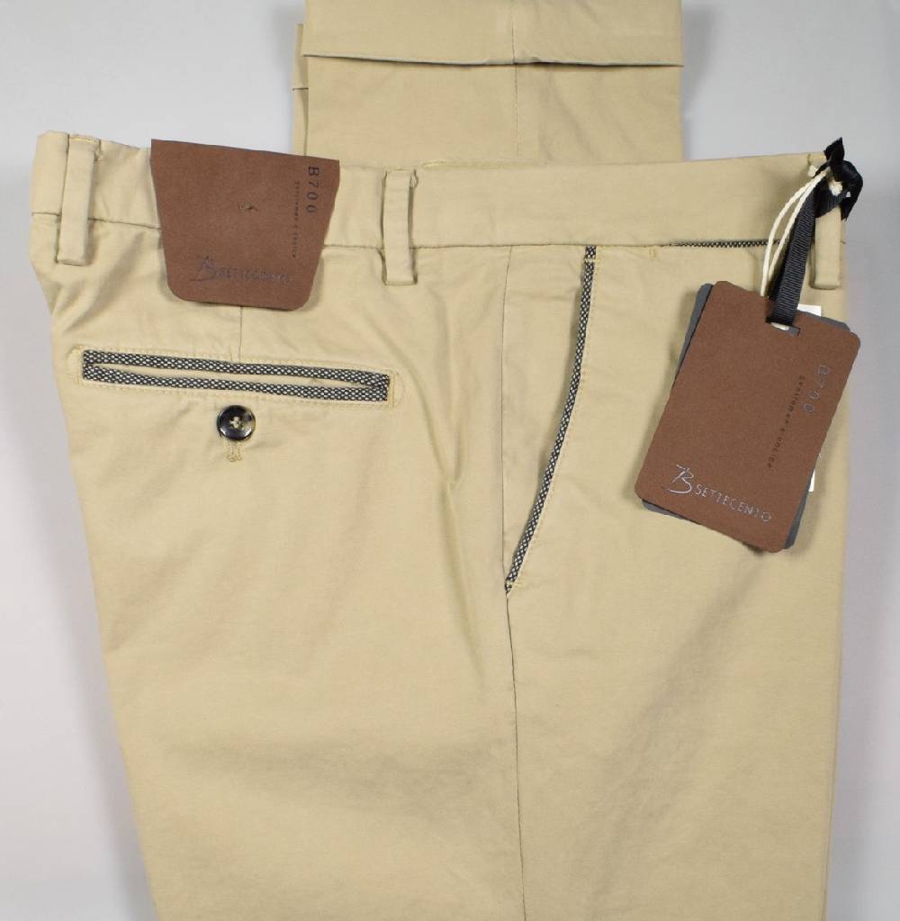 B Settecento Pantalone beige bsettecento in cotone raso stretch slim fit 2025