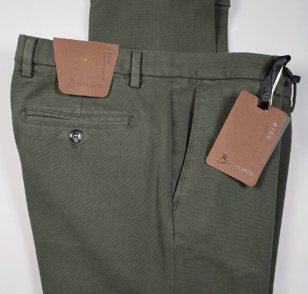B Settecento Pantalone verde bsettecento in cotone stretch armaturato slim fit Italy