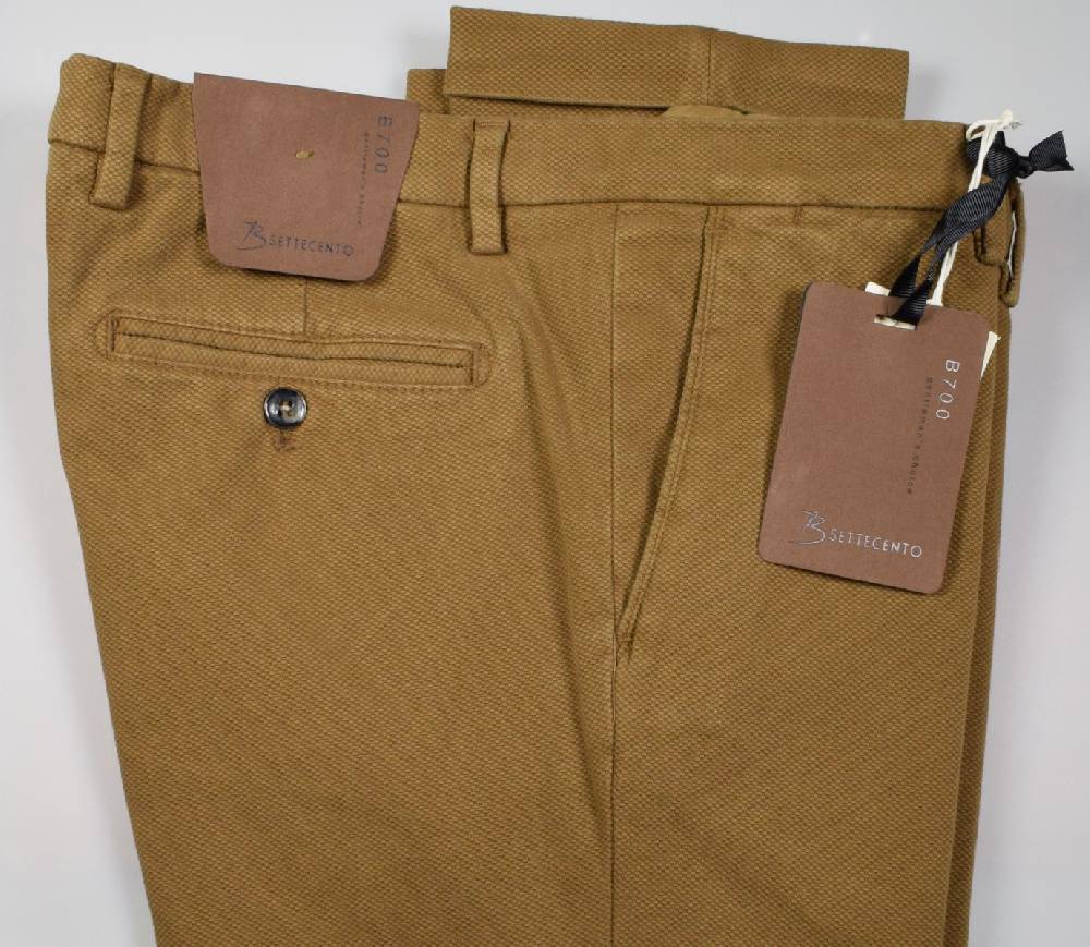 B Settecento Pantalone tabacco bsettecento in cotone stretch armaturato slim fit Italia