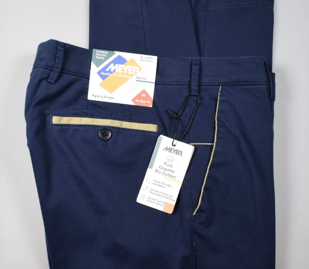Meyer Pantalone meyer blu cotone bio vestibilità perfetta Offerta esclusiva