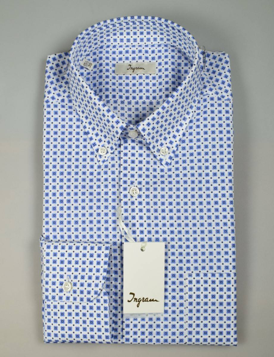 Ingram Camicia ingram button down cotone stampato regular fit Offerta Pasqua