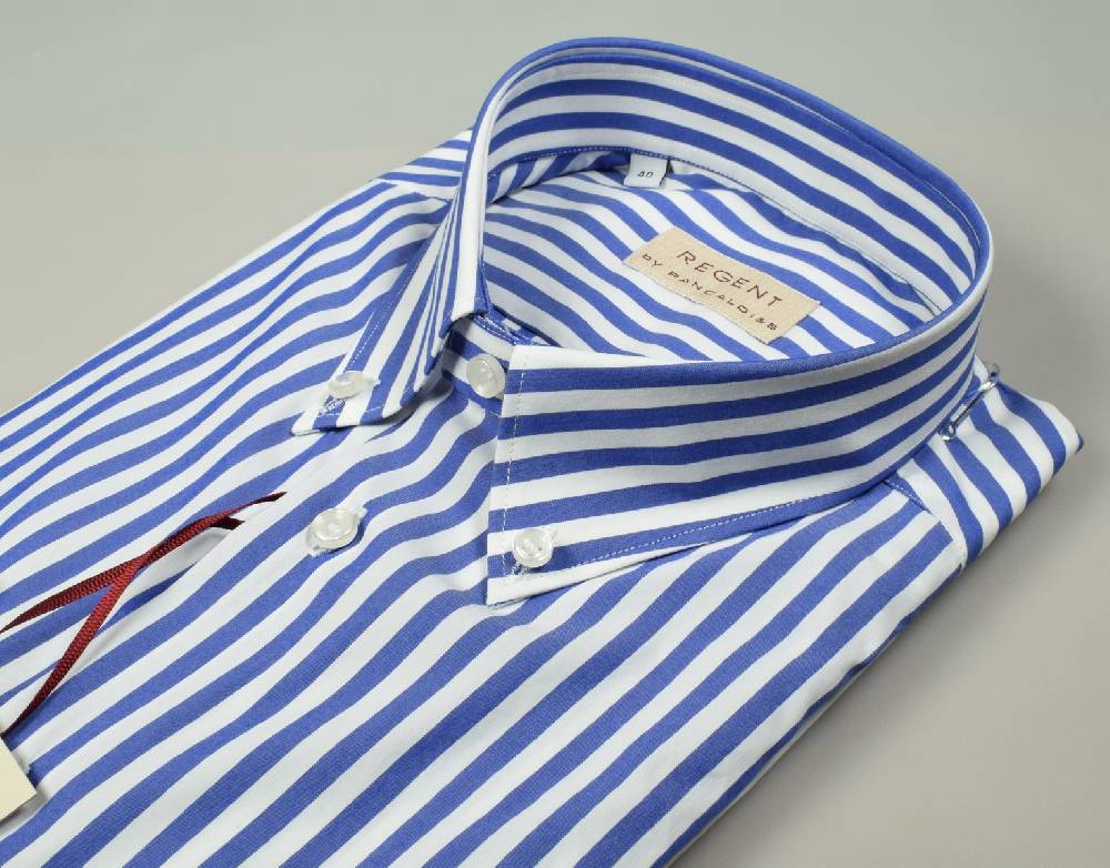 Regent by Pancaldi Camicia a righe azzurro pancaldi regular fit cotone stretch Offerta per la Festa della Mamma