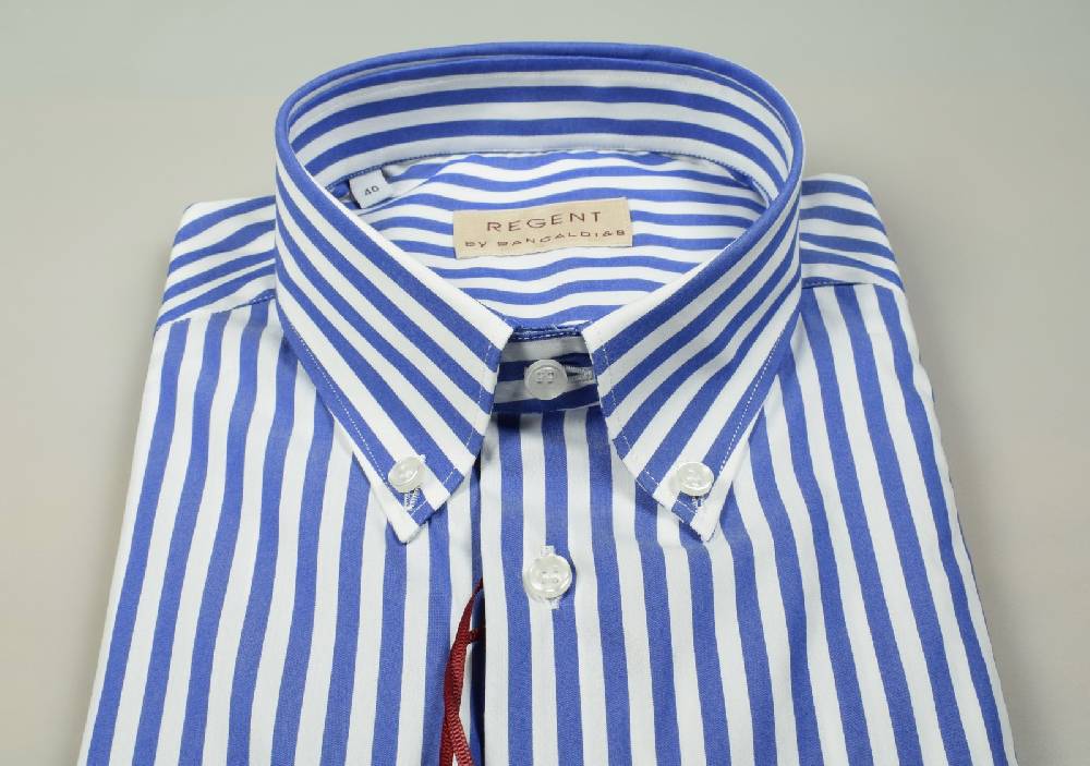 Regent by Pancaldi Camicia a righe azzurro pancaldi regular fit cotone stretch Offerta per la Festa della Mamma