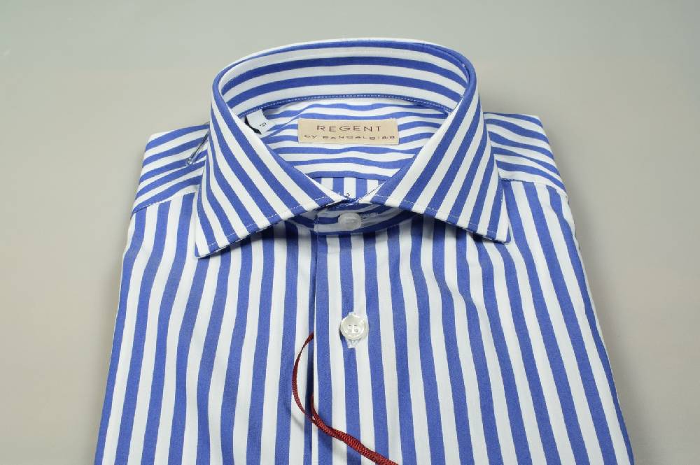 Regent by Pancaldi Camicia slim fit pancaldi a righe azzurro cotone stretch Offerta Giorno del Papà