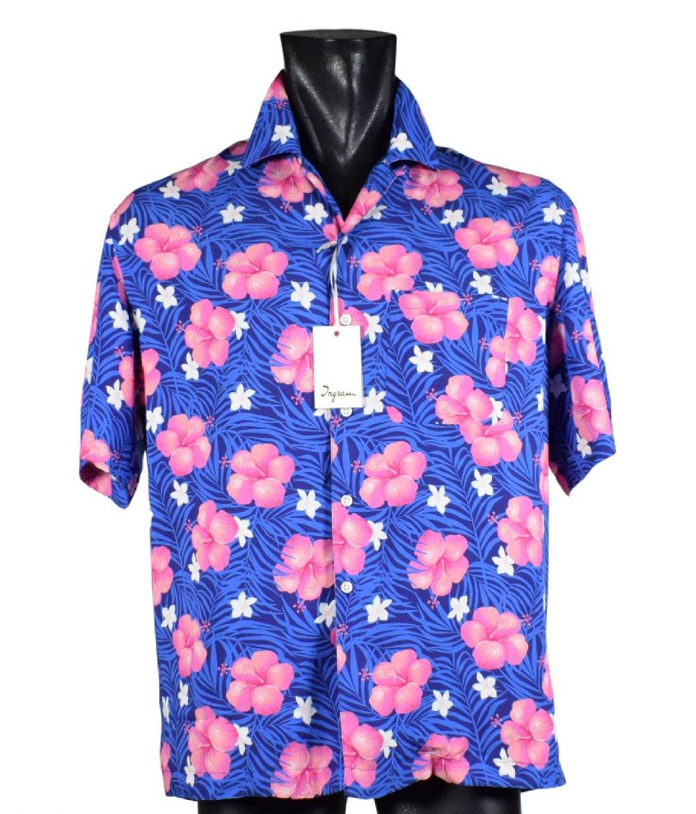 Camicia ingram fantasia floreale hawaiana collo bowling Offerta Anniversario