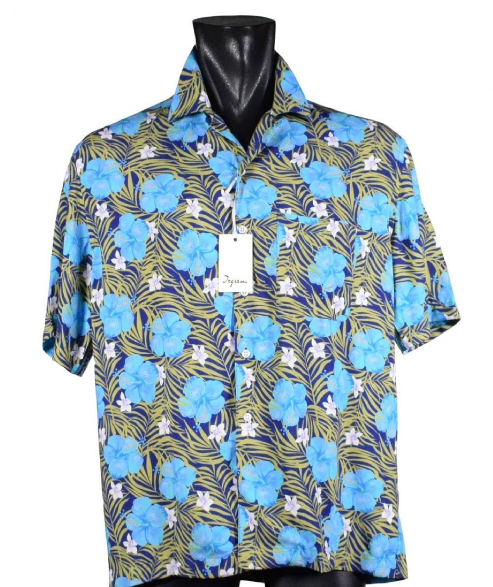Camicia ingram collo bowling fantasia floreale Smaltimento dello stoccaggio