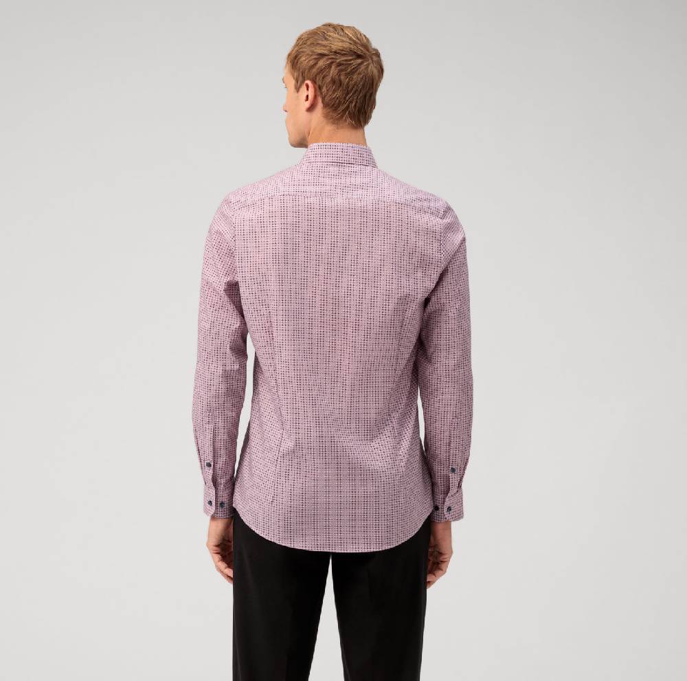 Olymp Camicia bordeaux olymp slim fit cotone stretch stampato Vendita calda