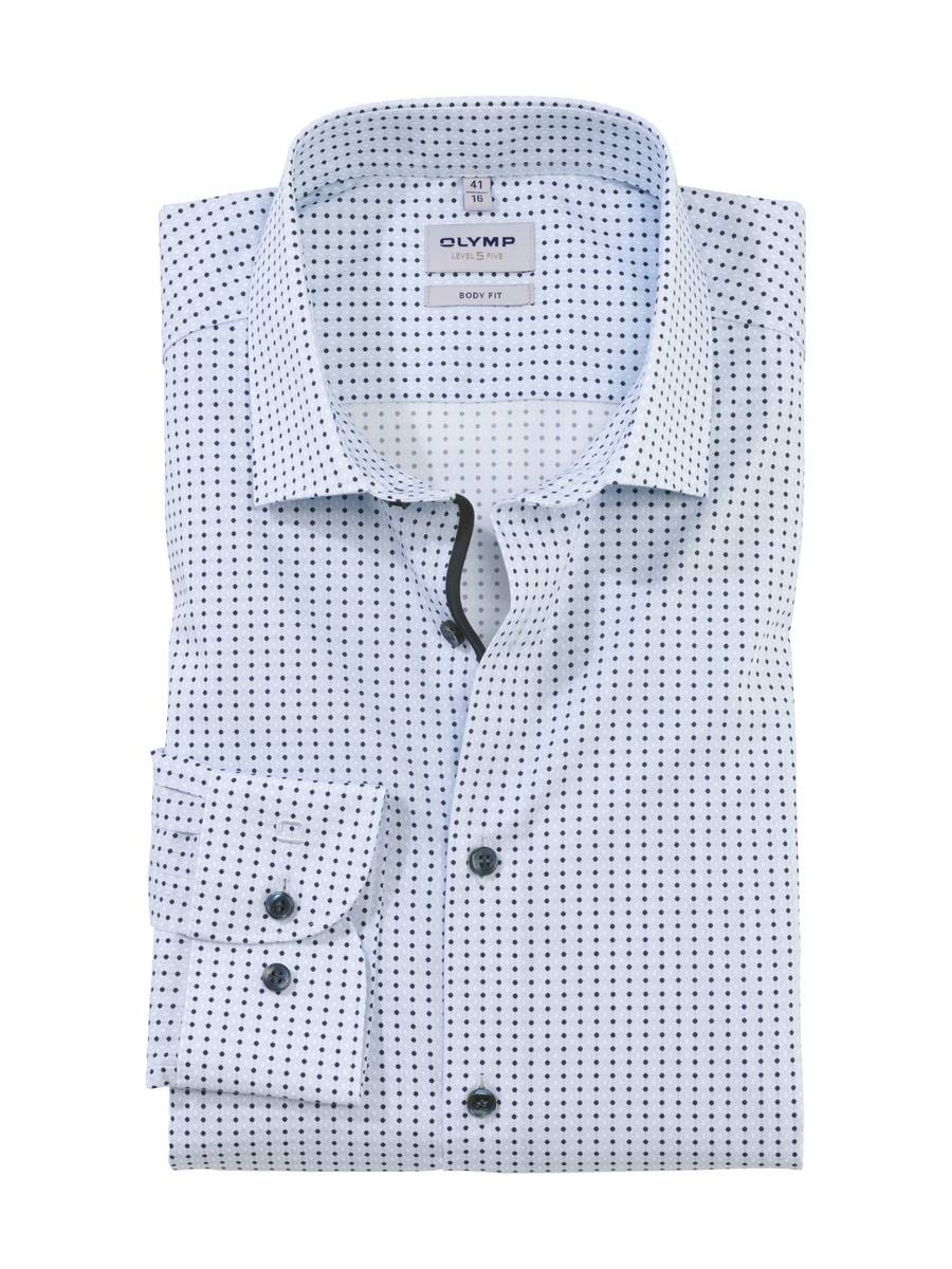 Olymp Camicia azzurra olymp slim fit cotone stretch stampato Offerta migliore