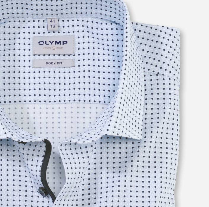 Olymp Camicia azzurra olymp slim fit cotone stretch stampato Offerta migliore