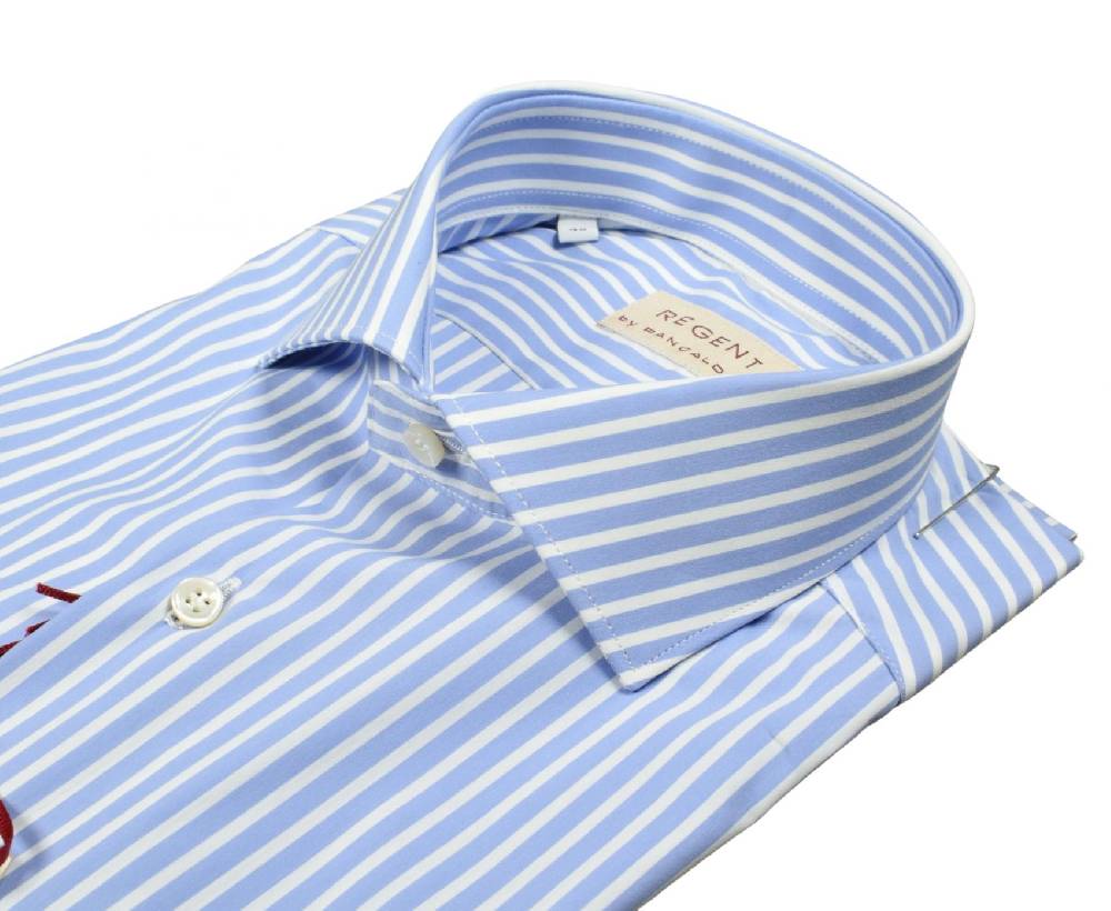 Regent by Pancaldi Camicia pancaldi slim fit celeste a righe cotone stretch Online Outlet