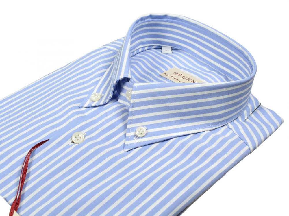 Regent by Pancaldi Camicia pancaldi celeste a righe regular fit cotone stretch Offerta temporanea