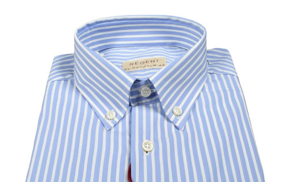 Regent by Pancaldi Camicia pancaldi celeste a righe regular fit cotone stretch Offerta temporanea
