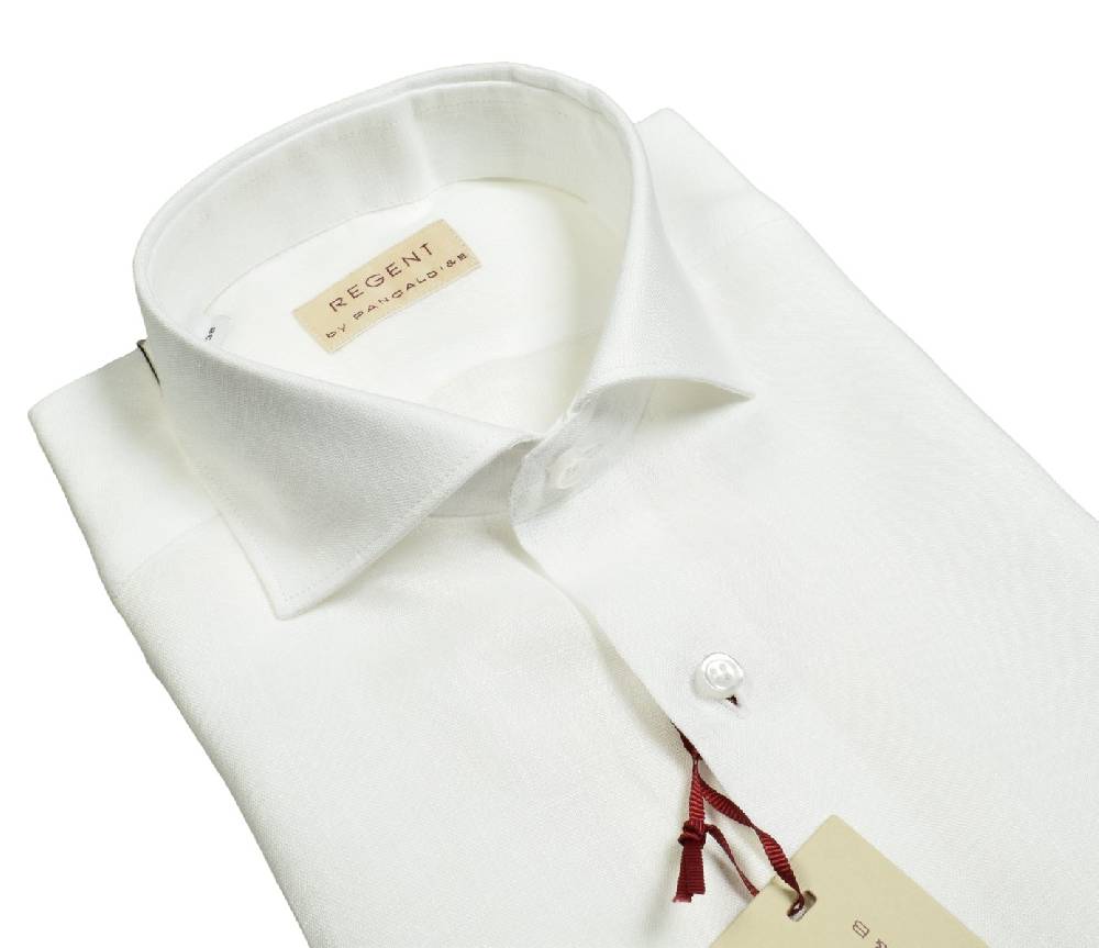 Regent by Pancaldi Camicia bianca pancaldi slim fit in puro lino collo alla francese