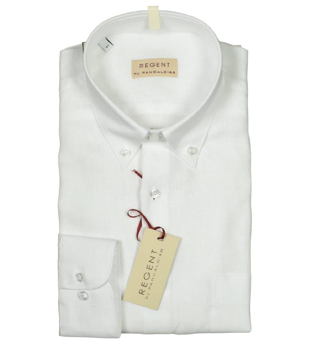 Regent by Pancaldi Camicia in puro lino bianca pancaldi regular fit Liquidazione