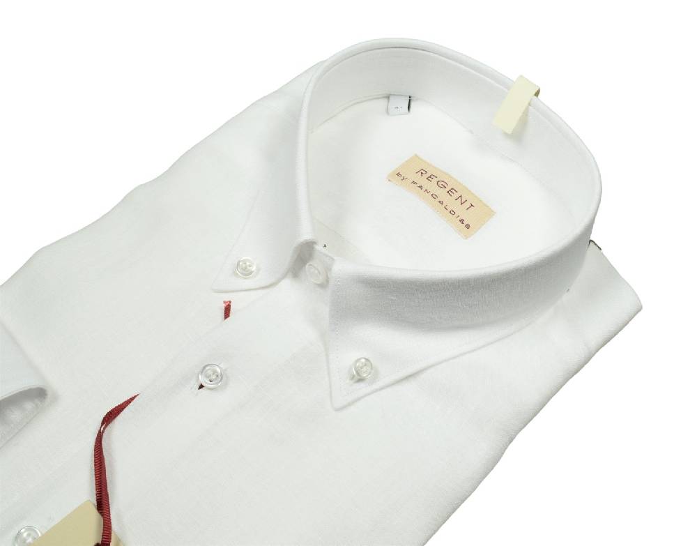 Regent by Pancaldi Camicia in puro lino bianca pancaldi regular fit Liquidazione