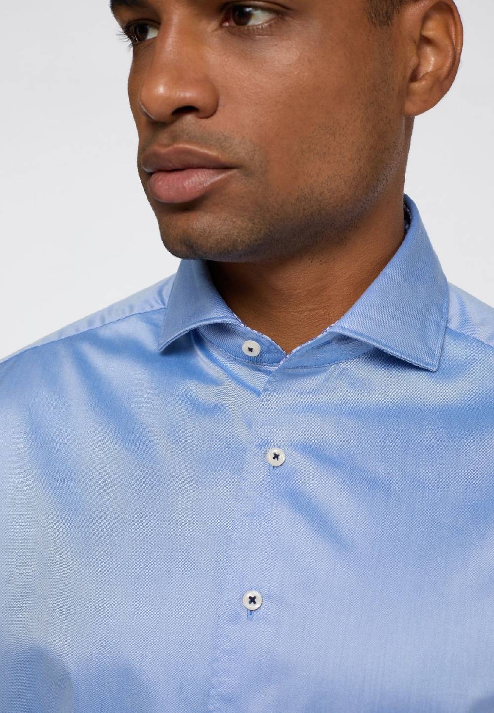 Eterna Camicia celeste eterna cotone twill ritorto modern fit interno in contrasto Comprane uno, ottenene uno gratis