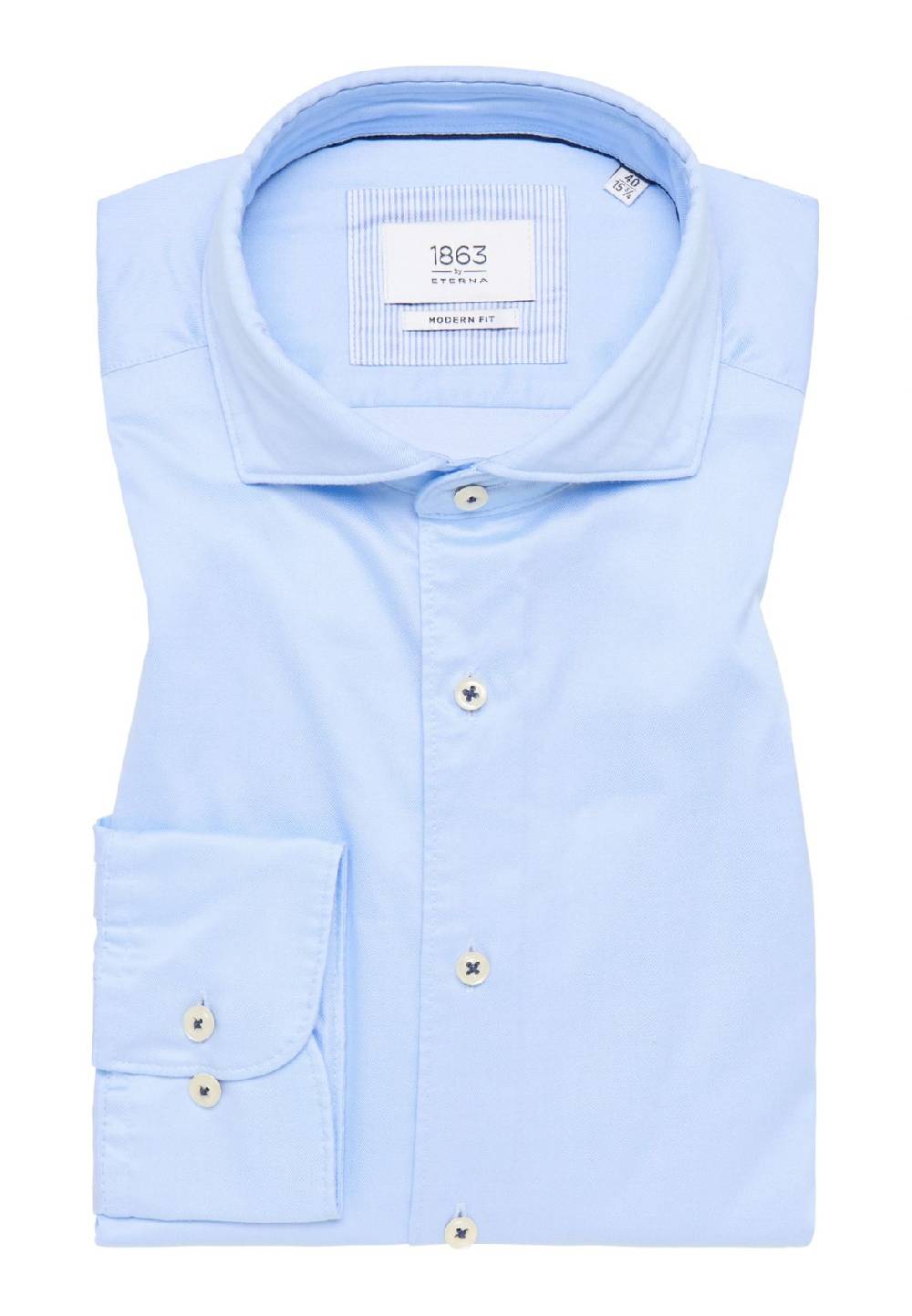 Eterna Camicia celeste eterna cotone twill ritorto modern fit Sconti VIP