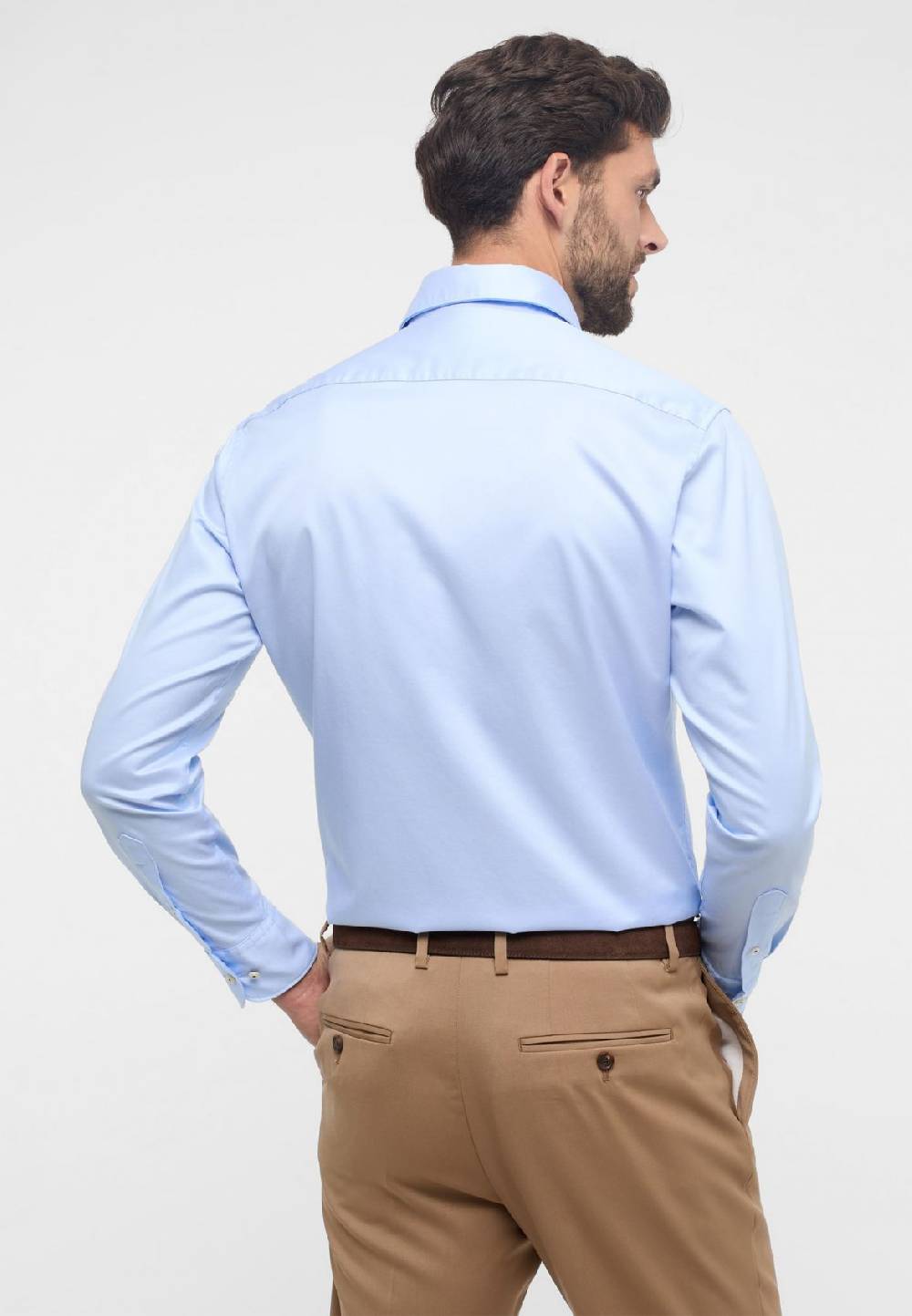 Eterna Camicia celeste eterna cotone twill ritorto modern fit Sconti VIP