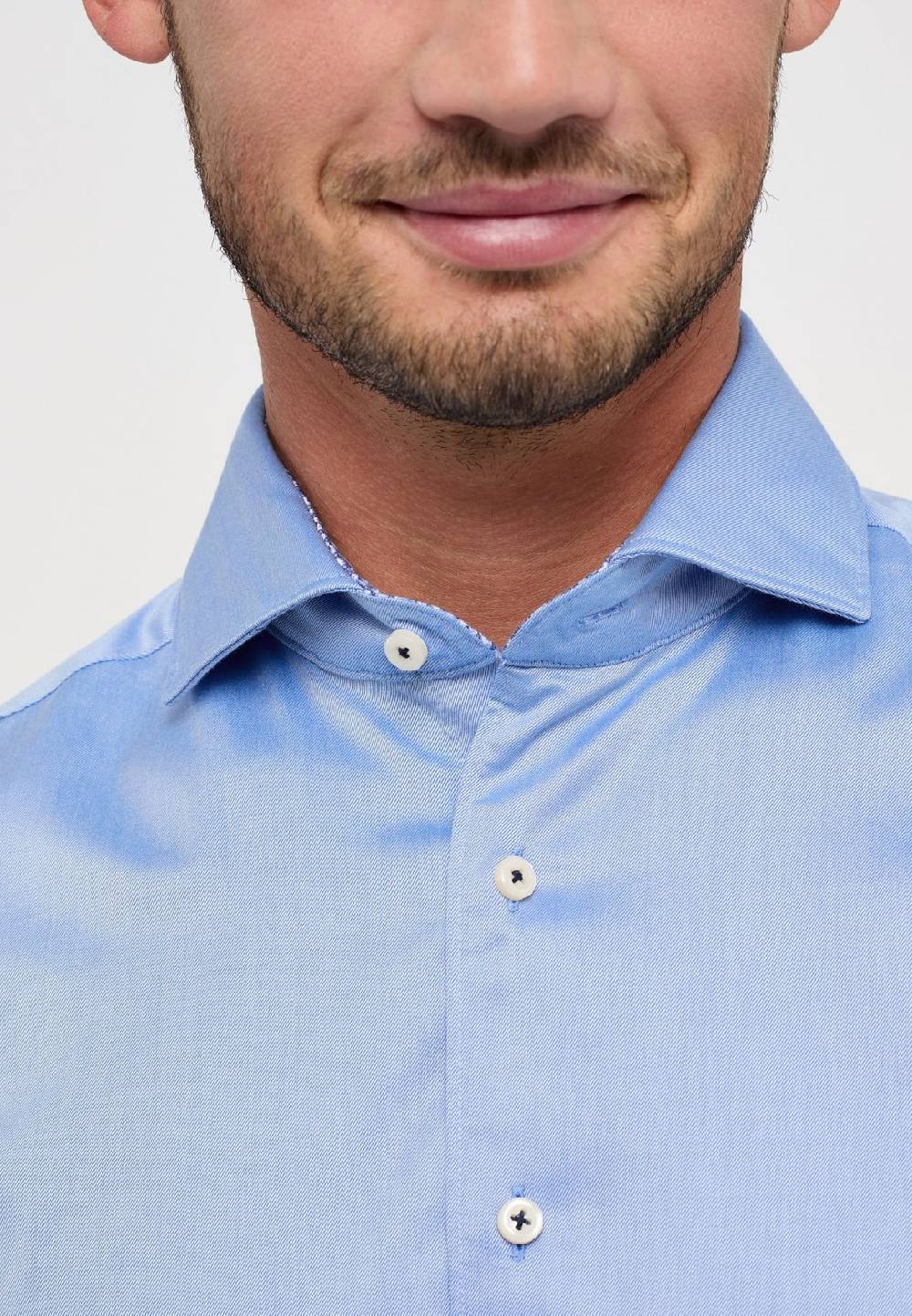Eterna Camicia celeste eterna slim fit cotone twill interno in contrasto Super Saving Price