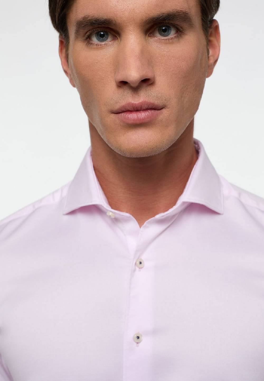 Eterna Camicia eterna slim fit rosa chiaro in cotone twill ritorto Ritorno libero