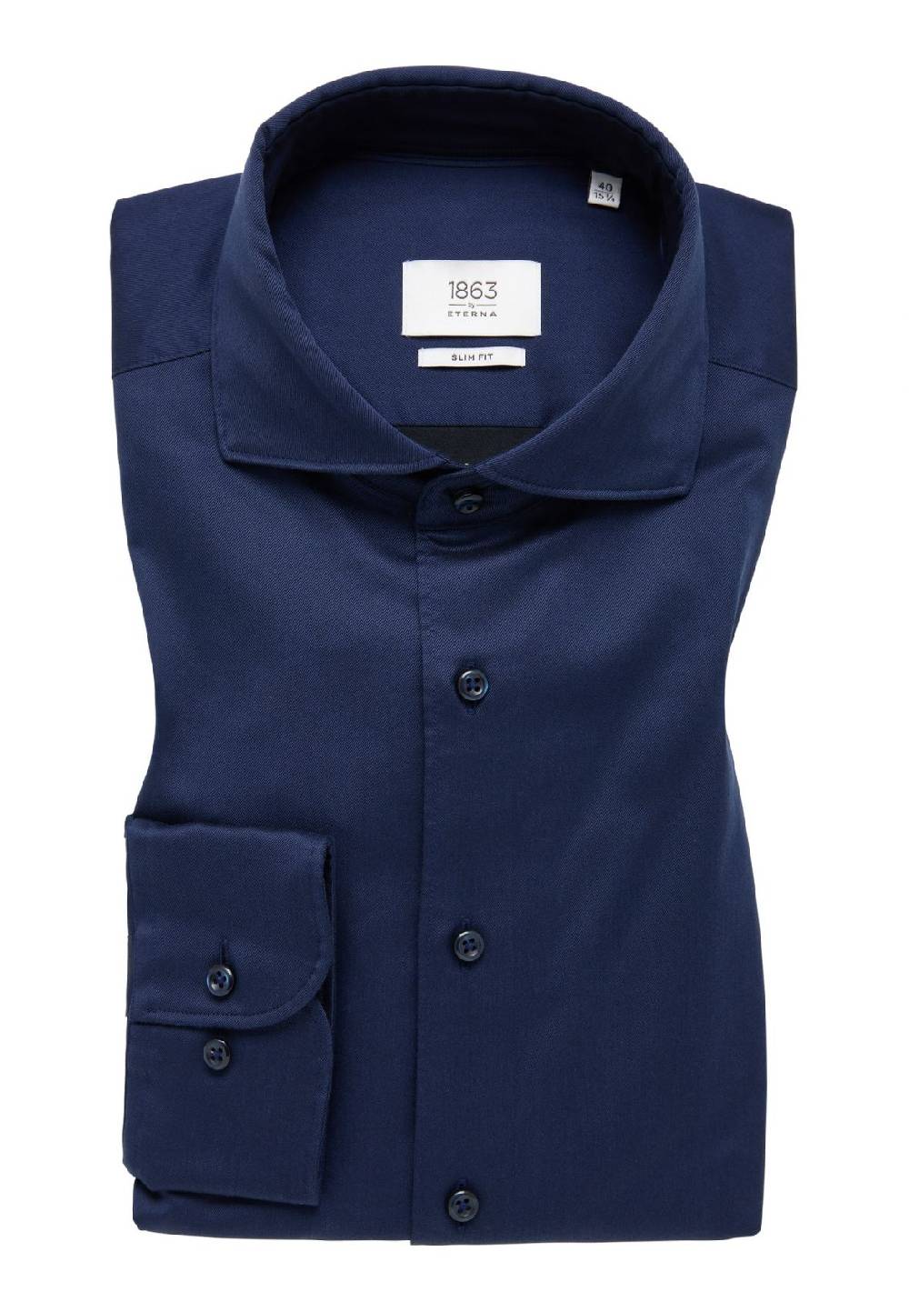 Eterna Camicia eterna slim fit blu scuro in cotone twill ritorto