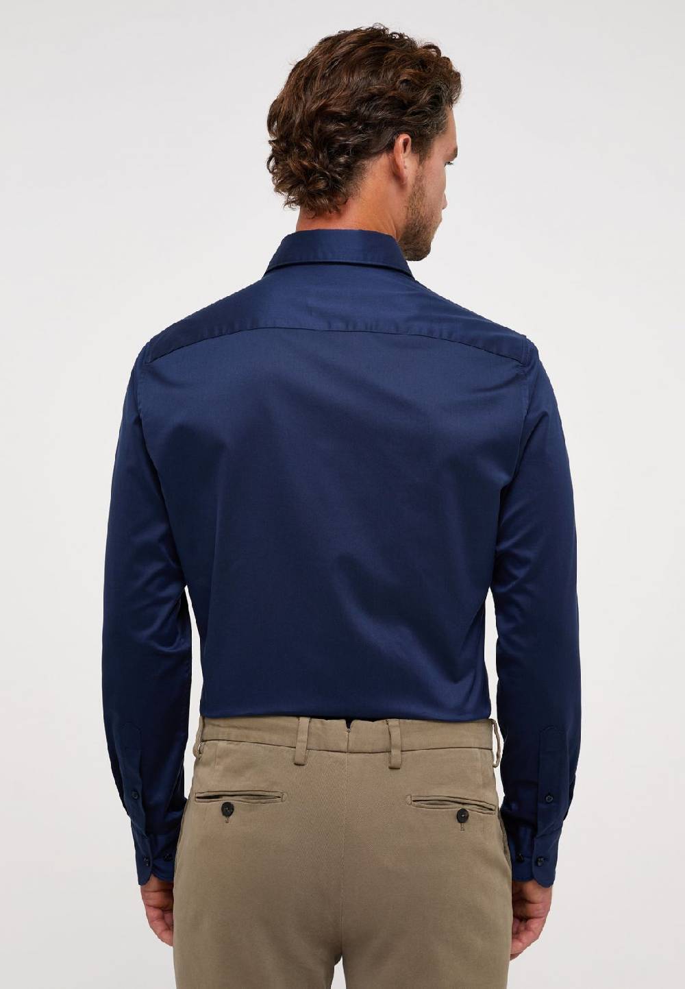 Eterna Camicia eterna slim fit blu scuro in cotone twill ritorto Rilascio limitato