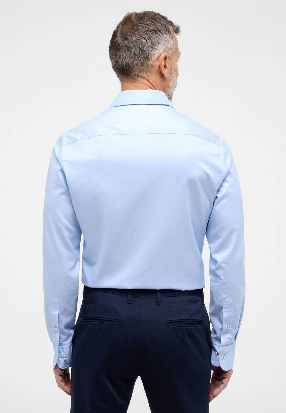 Eterna Camicia eterna slim fit celeste in cotone twill ritorto Ultimi tre giorni