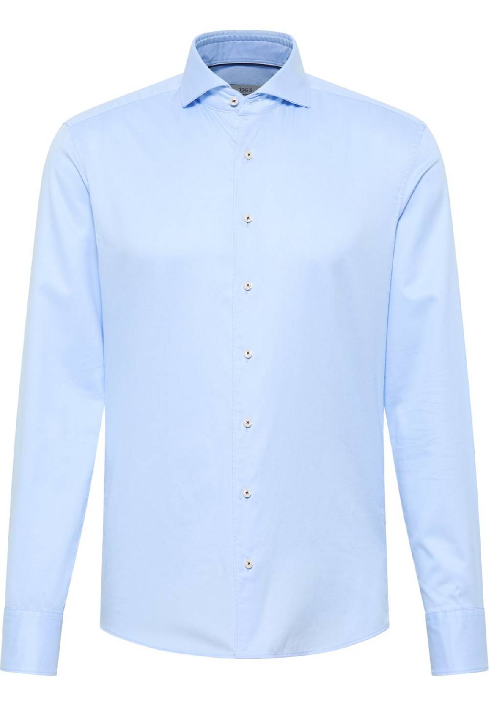 Eterna Camicia eterna slim fit celeste in cotone twill ritorto Ultimi tre giorni