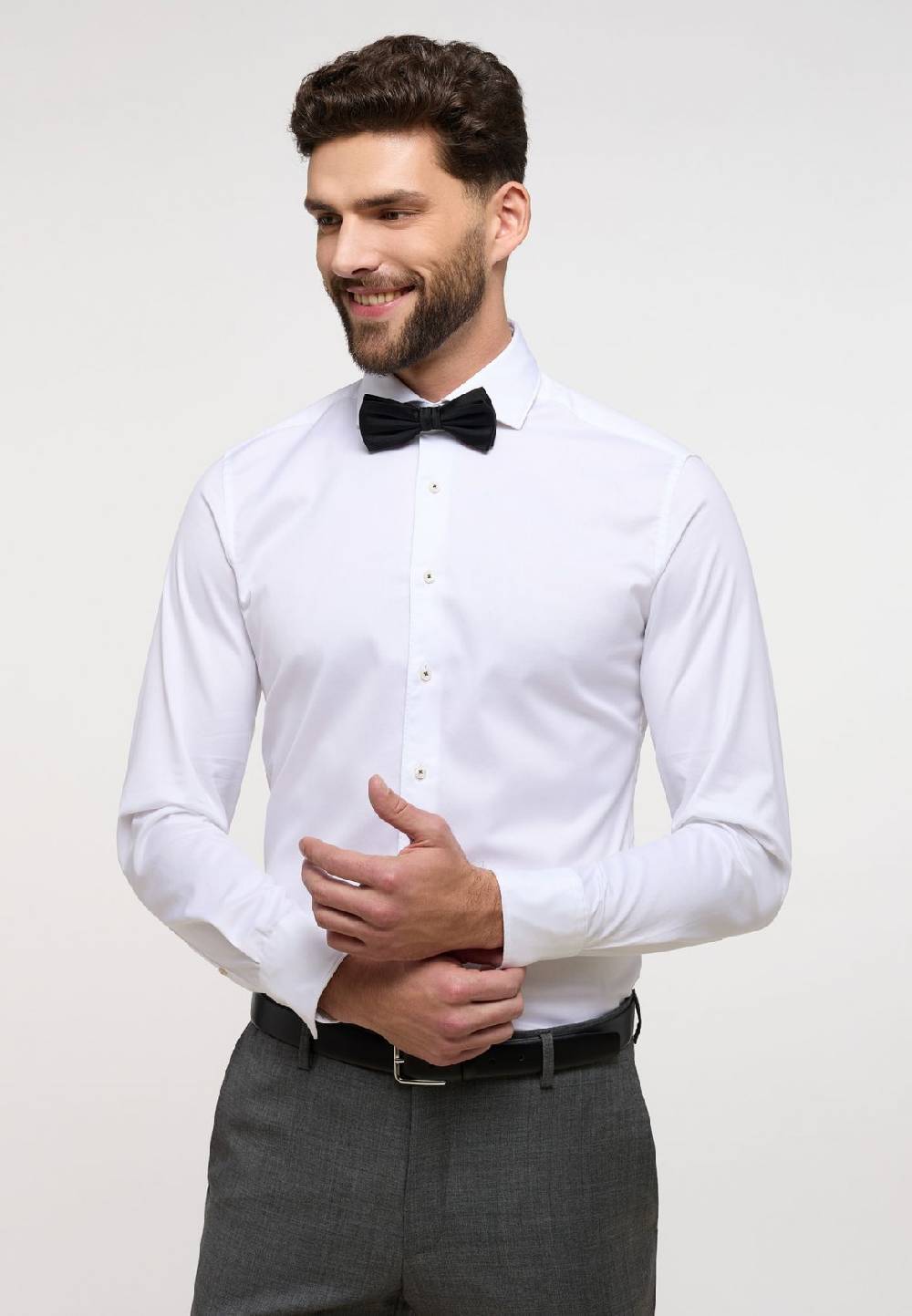Eterna Camicia eterna slim fit bianca in cotone twill ritorto ACQUISTA ORA