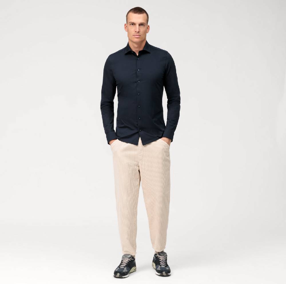 Olymp Camicia olymp blu scuro in jersey super slim fit Ultimo giorno