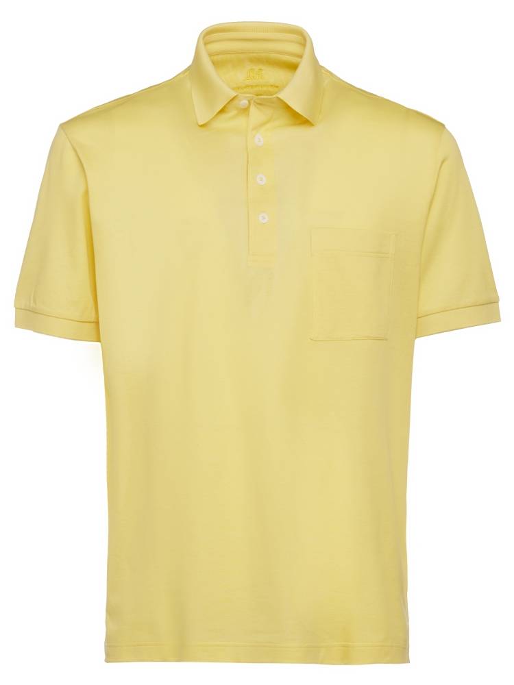 Montechiaro Polo manica corte montechiaro in filo di scozia con taschino Fino al 50% di sconto