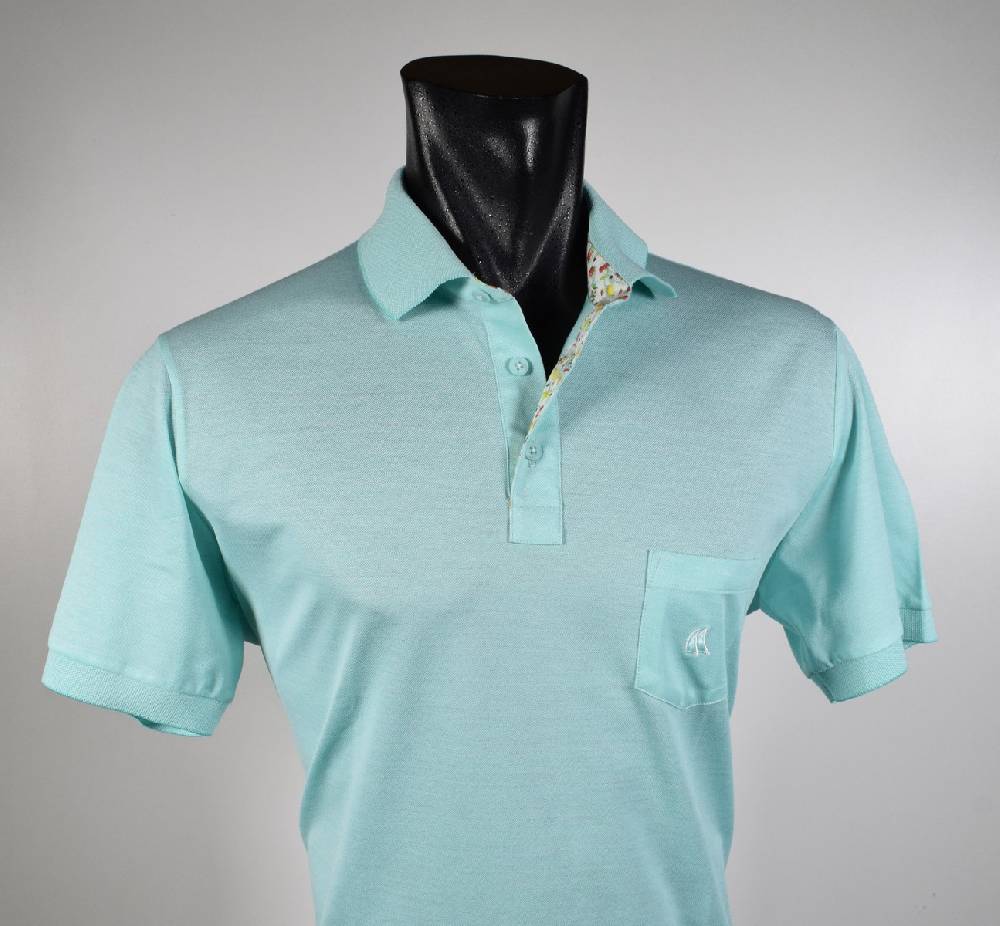 Vela Blu Polo verde acqua velablu in filo di scozia modern fit