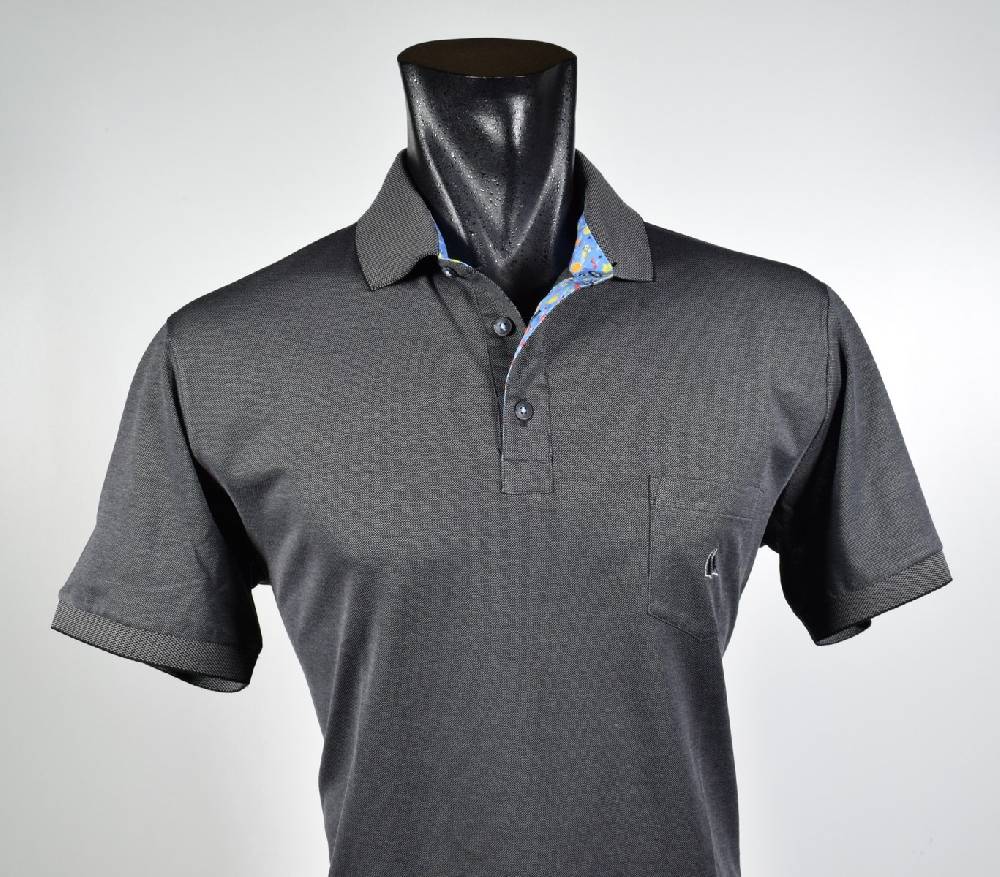 Vela Blu Polo nera velablu in filo di scozia modern fit