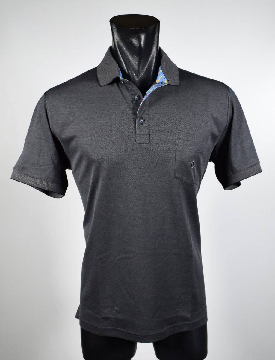 Vela Blu Polo nera velablu in filo di scozia modern fit Sostegno trimestrale