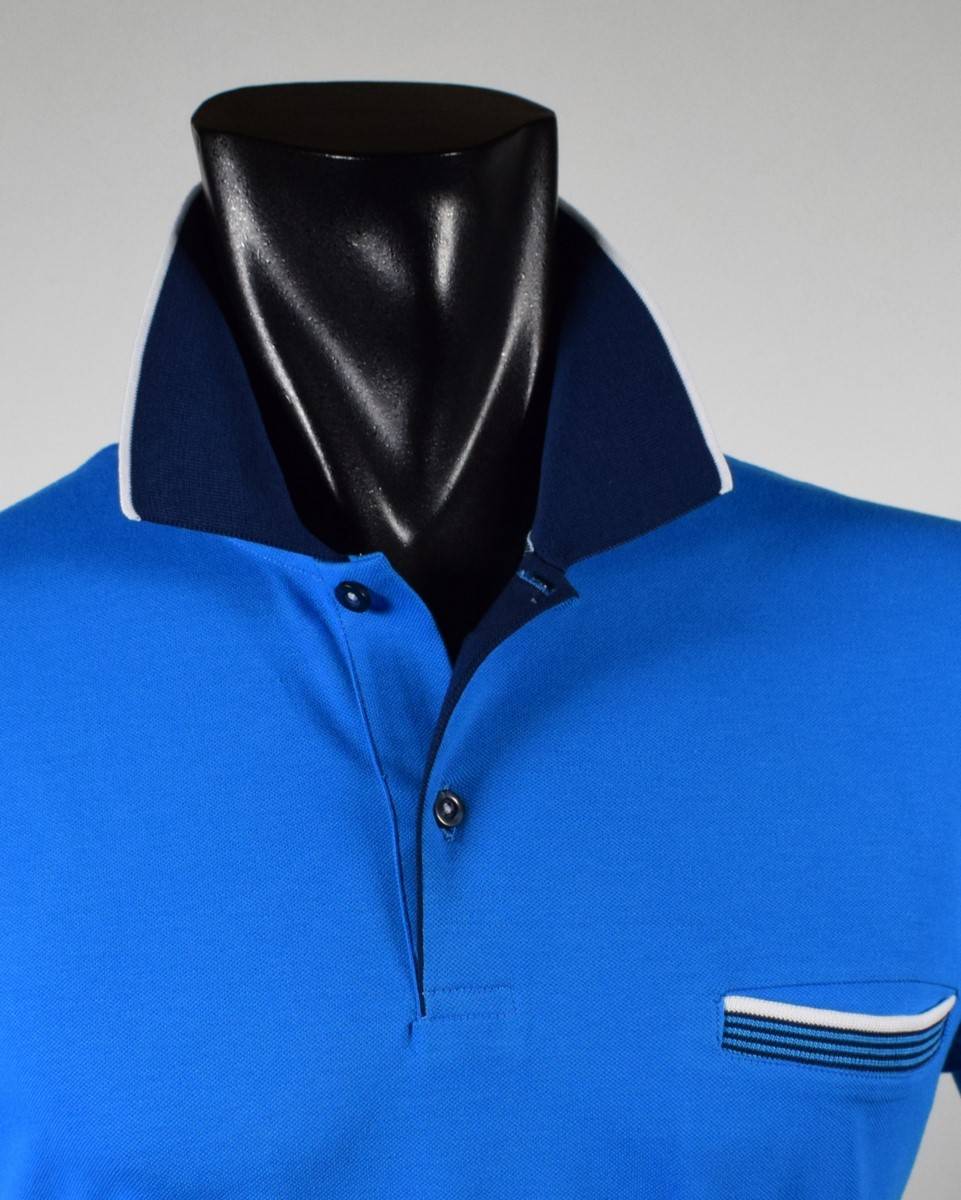 Vela Blu Polo vela blu in filo di scozia turchese modern fit Esporta salva