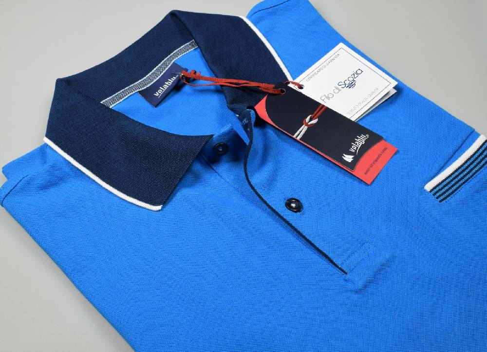 Vela Blu Polo vela blu in filo di scozia turchese modern fit Esporta salva