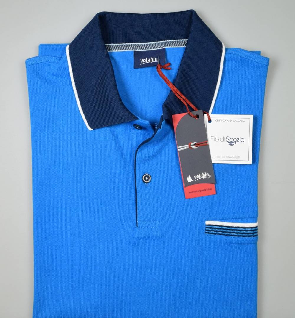Vela Blu Polo vela blu in filo di scozia turchese modern fit Esporta salva