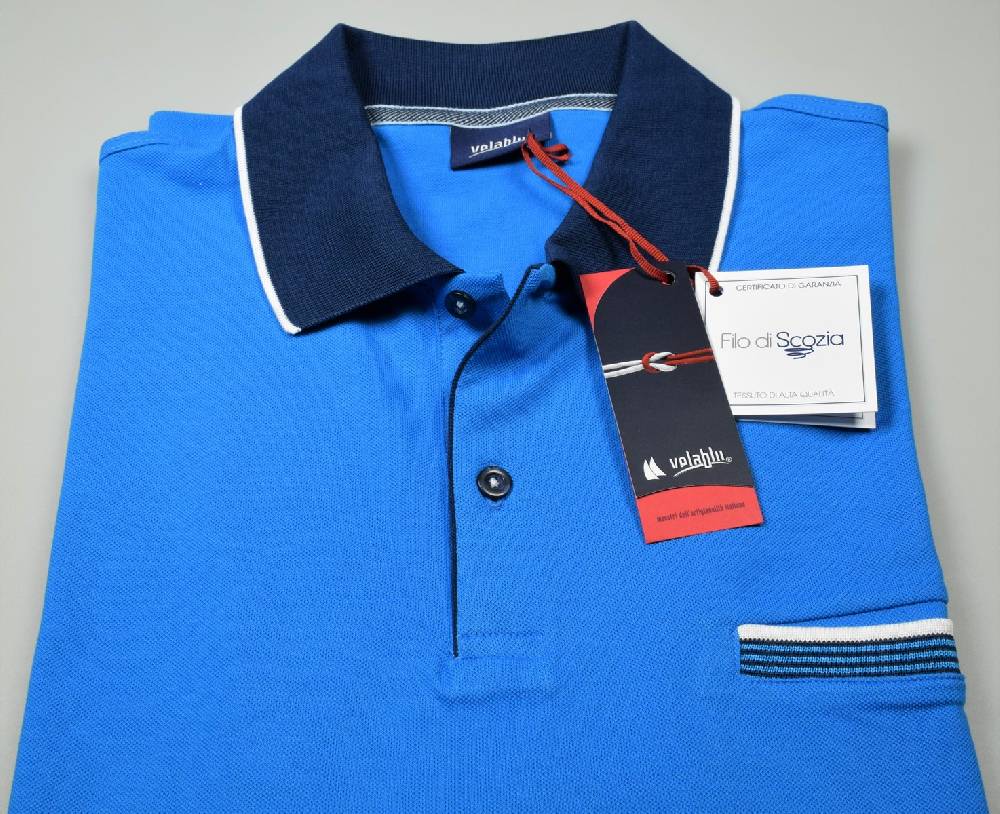 Vela Blu Polo vela blu in filo di scozia turchese modern fit Esporta salva