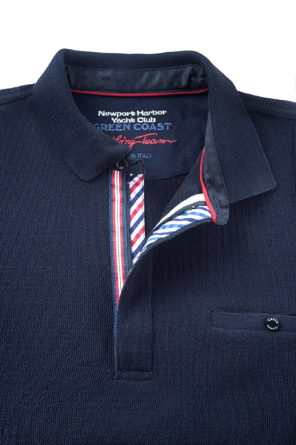 Green Coast Polo blu green coast modern fit filato nautico idrorepellente 50% di sconto per tempo limitato